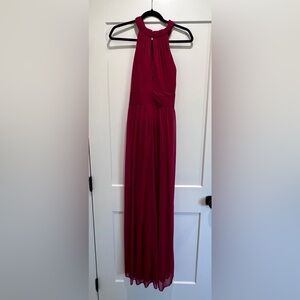 David’s Bridal Red Crisscross High Neck Bridesmaid Dress